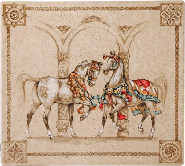 Блюдо прямоугольное большое Лошади ветра, 29,5 X 26,5 cm, арт,1751CCCA01 ,CHEVAUX DU VENT, GIEN