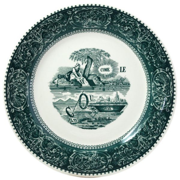 Тарелка обеденная Ребус, LES DEPAREILLEES VERT, Д  27,4 см,, GIEN