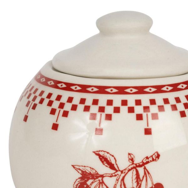 САХАРНИЦА "Красные шашечки", COMPTOIR DE FAMILLE,  SUGAR POT DAMIER RED D10XH10CM EARTHENWARE, АРТИКУЛ 200917