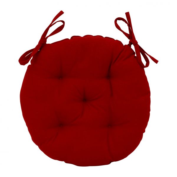 Декоративная подушка на стул круглая Красный Д40 см хлопок Comptoir de Famille