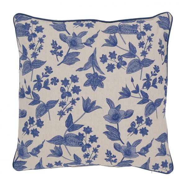 Декоративная подушка с синим принтом 45X45 хлопок - лен см  хлопок Comptoir de Famille