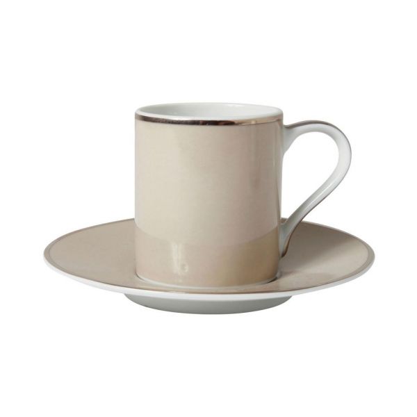 ПАРА ЧАШКА   ДЛЯ КОФЕ  COFFEE CUP&SAUCER GINGER PEARL+PLATIN 10CL PORCEL COTE TABLE, АРТИКУЛ 29106