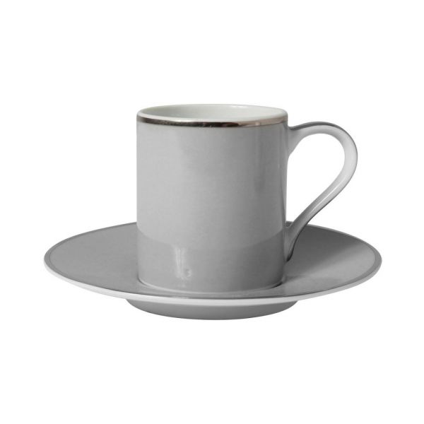 ПАРА ЧАШКА   ДЛЯ КОФЕ  COFFEE CUP&SAUCER GINGER GREY+PLATIN 10CL PORCEL COTE TABLE, АРТИКУЛ 29112