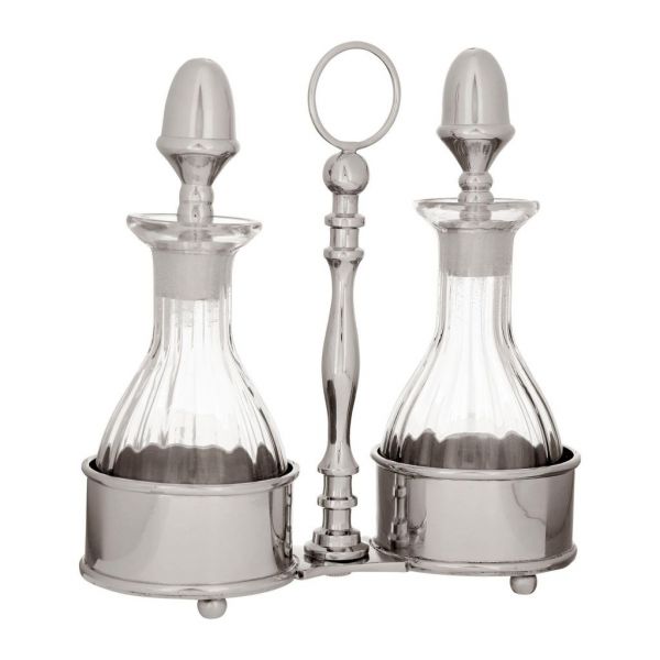 НАБОР МАСЛЕНКА И УКСУСНИЦА OIL+ VINEGAR BOTTLE CLARELL GREY H15 BRASS+GLASS COTE TABLE, АРТИКУЛ 33202