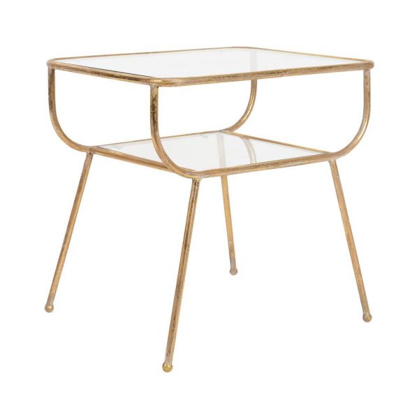 СТОЛ D'APPOINT  SIDE TABLE ELUMINEA GOLD 47X40.5XH47CM IRON+GLASS COTE TABLE, Арт.: 33290