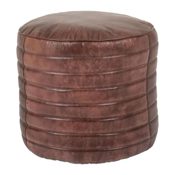 Пуф LERY BROWN D50XH30CM GOAT LEATHER+COTTON COTE TABLE, Арт.: 34445