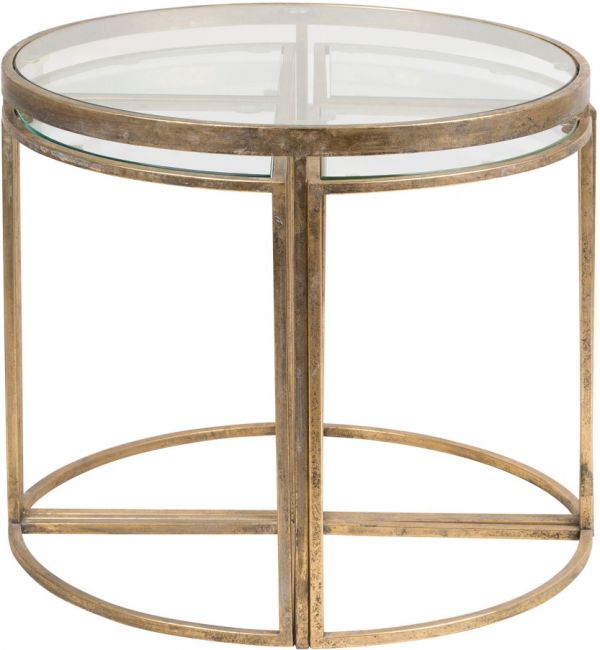 СТОЛ APPOINT  SIDE TABLE ELUMINEA PATINA GOLD D62XH54 IRON+GLASS COTE TABLE, Арт.: 34499