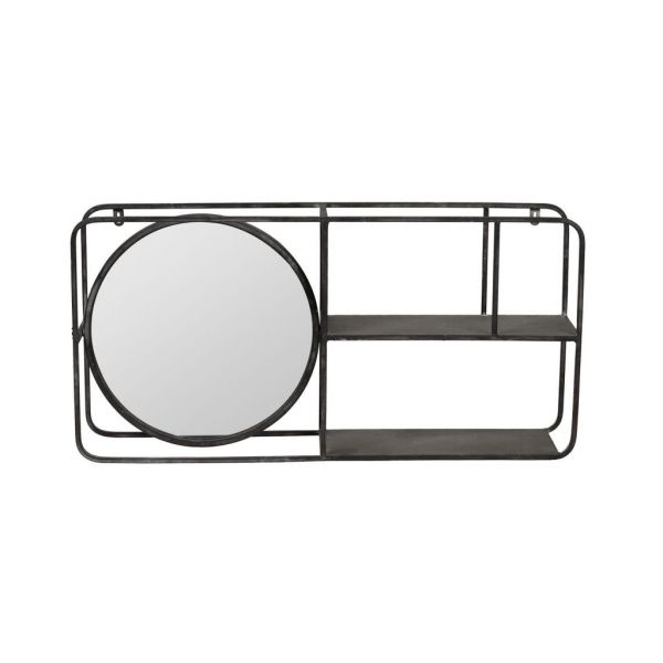 Зеркало настенное с полкой металл , черный METAL BLACK 75.5X15XH37CM IRON+MIRROR COTE TABLE, Арт.: 35315