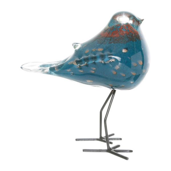 Птица ПРЕДМЕТЫ ИНТЕРЬЕРА/ДЕКОРативная, DECORATIVE SPARROW SERIN STEEL BLUE 13X8XH15 GLASS ,Cote Table ,Арт.: 36907