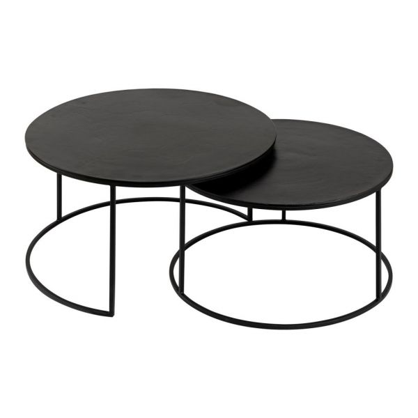 Кофейный столик, COFFEE TABLE X2 FELIA BLACK D75H44+D65H39 ALU+IRON ,Cote Table ,Арт.: 37335