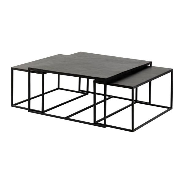 Кофейный столик, COFFEE TABLE X3 FELIA BLACK 82XH42+74XH38 ALU+IRON ,Cote Table ,Арт.: 37337