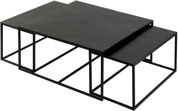 Кофейный столик, COFFEE TABLE X3 FELIA BLACK 82XH42+74XH38 ALU+IRON ,Cote Table ,Арт.: 37337