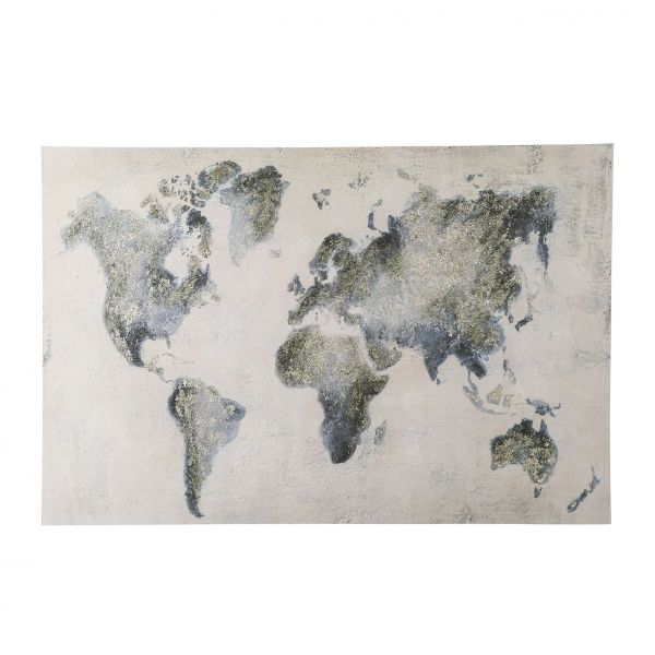 Картина с картой мира MAPPEMONDE серый, серебро 120X80, Cote Table