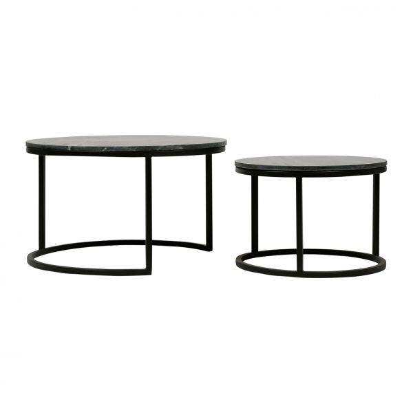 Набор из 2 кофейных столиков RETRO черный  H45/38 мрамор, сталь, Cote Table