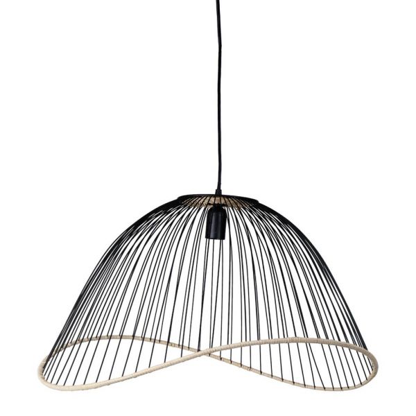 CEILING LAMP FILEN BLACK 62.5X54.5XH35 IRON+RATTAN