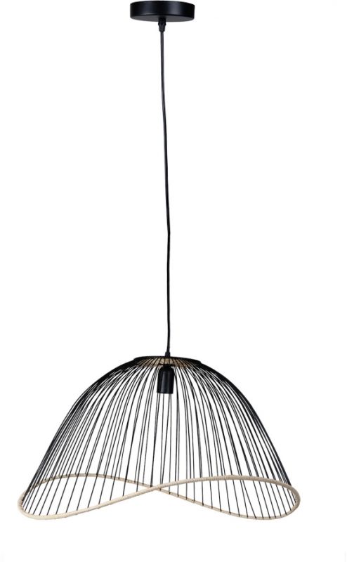 CEILING LAMP FILEN BLACK 62.5X54.5XH35 IRON+RATTAN