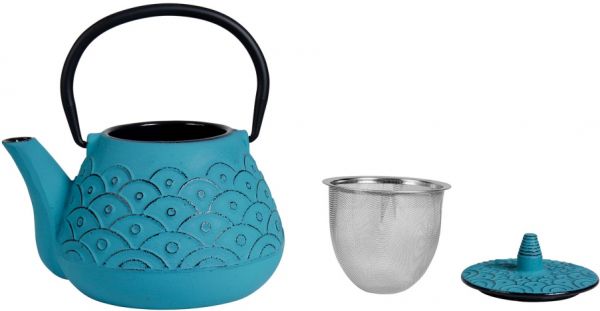Чайник с ситечком VAGUES-HTE голубой 1L-D16XH14CM металл
