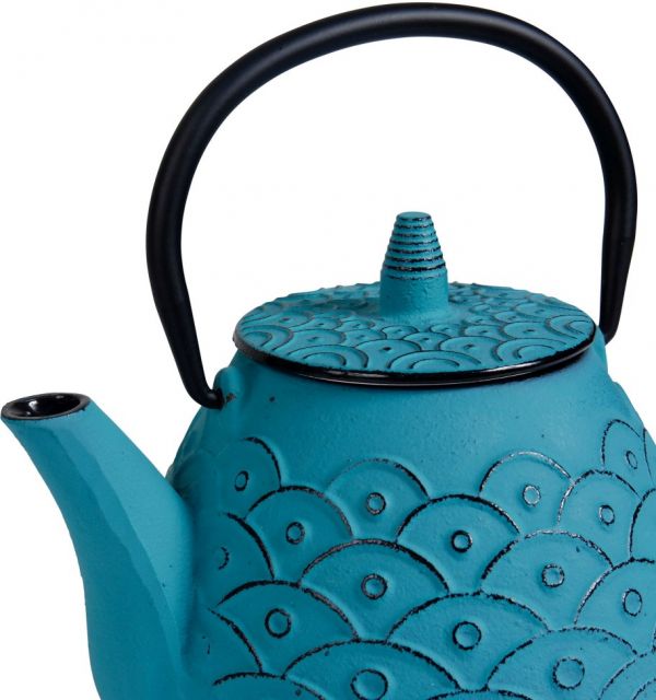 Чайник с ситечком VAGUES-HTE голубой 1L-D16XH14CM металл