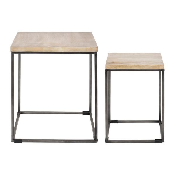 NEST OF 2 TABLES HERIBEL NAT+GREY H50/45CM