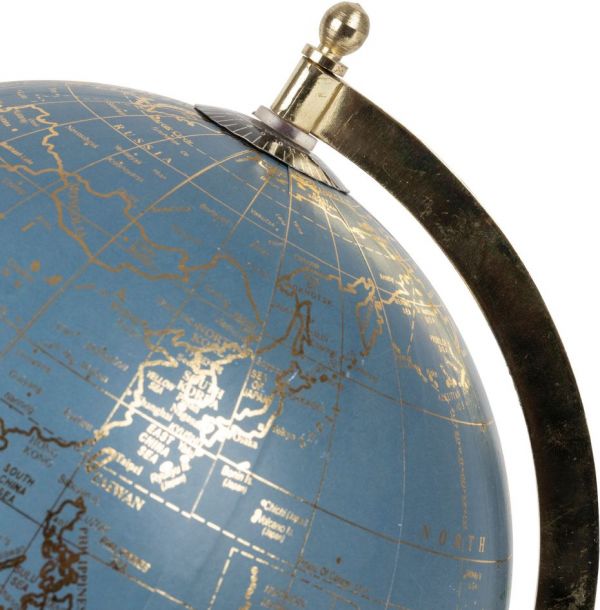 DECO GLOBE MAPPA BLUE+GOLD D10XH18CM PLASTIC+IRON