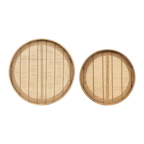 ROUND TRAY X2 PLAKA NATURAL D38X4+D30X4 BAMBOO+FIR