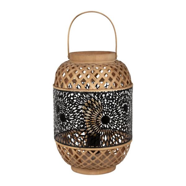 LANTERN LAMP ROSALIE BLACK D24XH36.5 BAMBOO+IRON