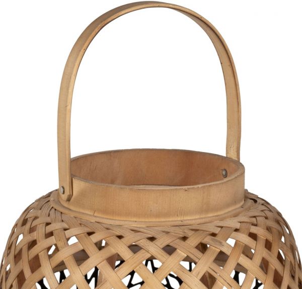 LANTERN LAMP ROSALIE BLACK D24XH36.5 BAMBOO+IRON