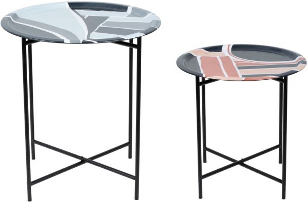 Кофейные столики 2 шт набор ELEMENT серый, розовыйD48H54+D44H44 металл