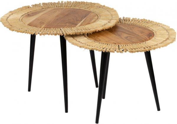 Кофейные столики 2 шт набор BALAMEA натуральный, черный  GM/PM дерево манго, металл