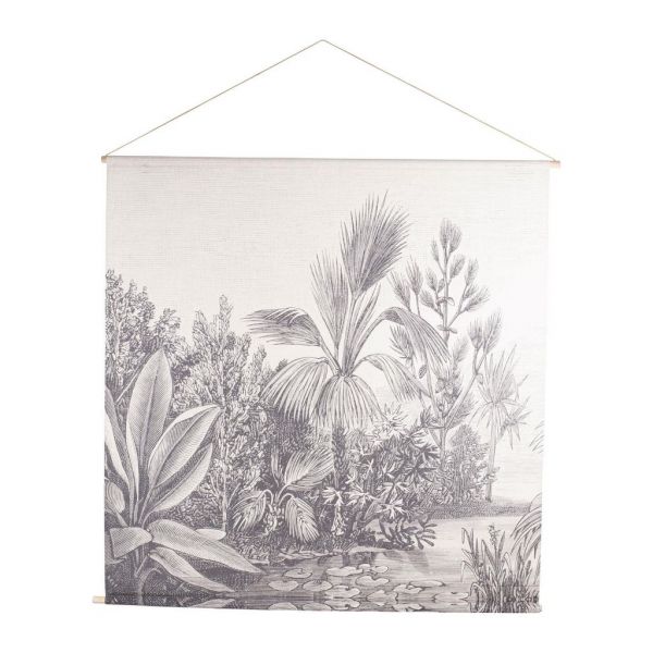 HANGING TAPESTRY PALM TREE GREY 154X154 FABRIC+FIR