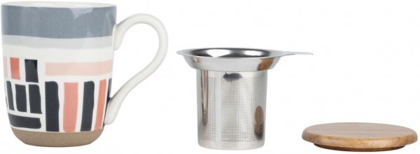 Чашка с ситечком и крышкой 2 шт наборELEMENT серый, лососевый 45CL-D9XH