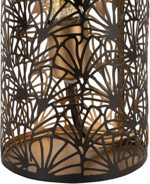 CYLINDRIC LAMP FLAURAL GOLD BLACK+GOLD D15H36 IRON