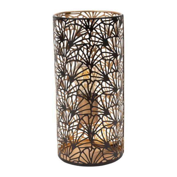 CYLINDRIC LAMP FLAURAL GOLD BLACK+GOLD D14H30 IRON