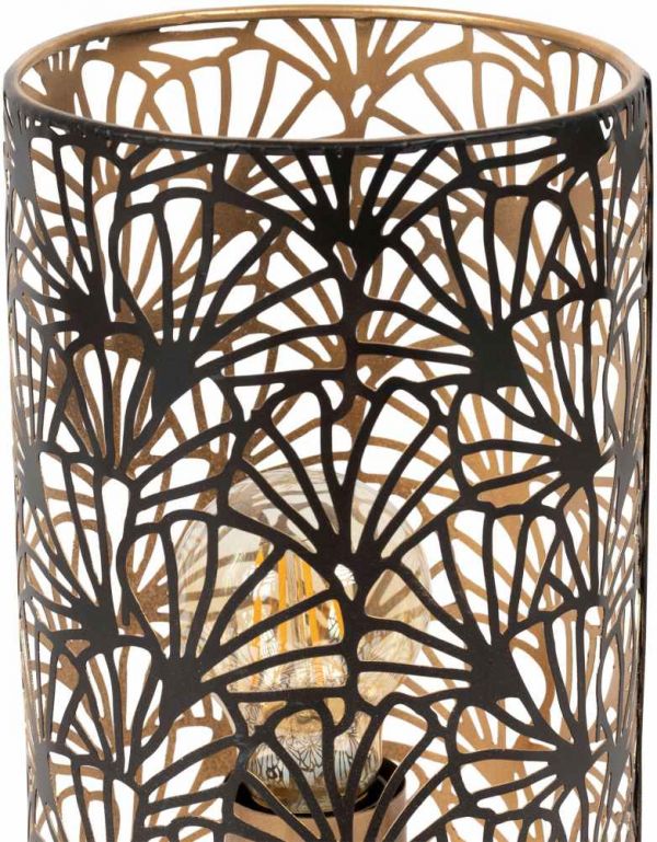 CYLINDRIC LAMP FLAURAL GOLD BLACK+GOLD D14H30 IRON