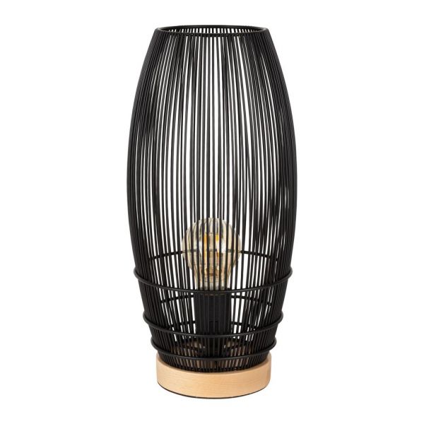 LAMP FERLINE BLACK D16.5XH36.5CM-E27-40W IRON+WOOD