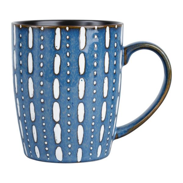 MUG URAZIA INDIGO+WHITE 35CL-D8.5XH10CM PORCELAIN