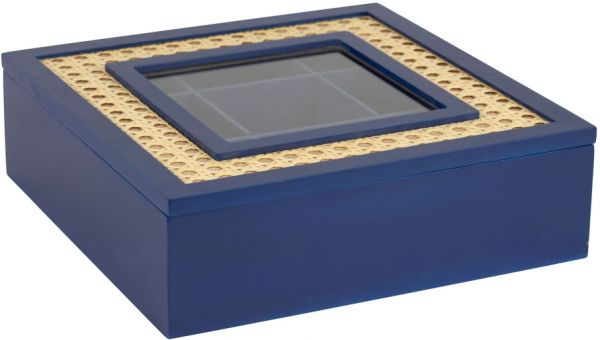 Коробка для чая VEG-GIRLY синий 23X23XH7 MDF+стекло