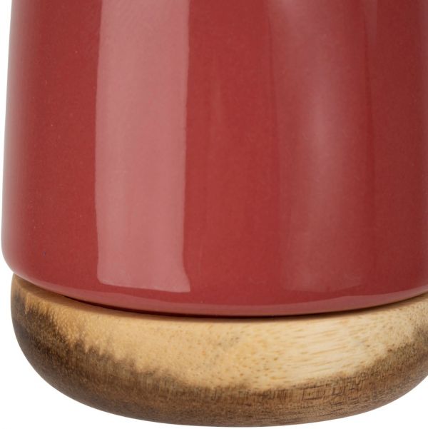 TUMBLER NORDIKA BURGUNDY 10CL STONEWARE+ACACIA