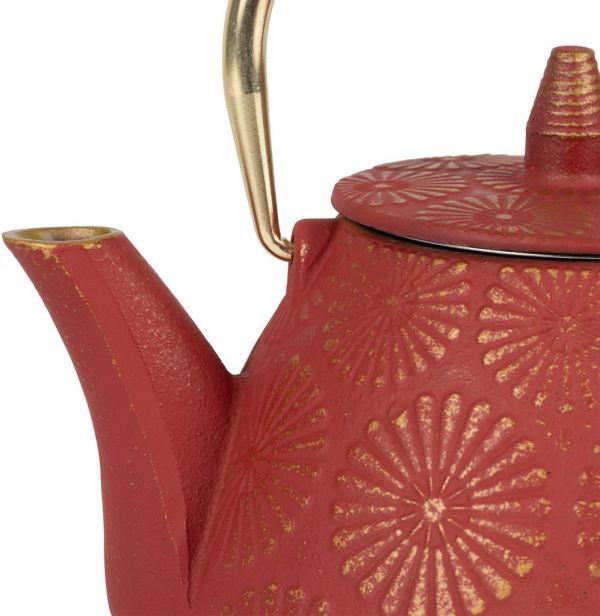 Чайник с ситечком LOTUS красный, золотой 1L металл