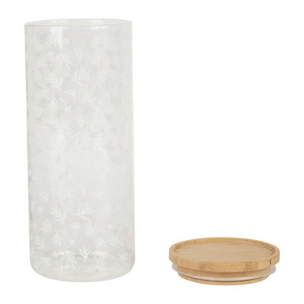 POT W/LID FLEURI D9H21 BOROSILICATE GLASS+BAMBOO