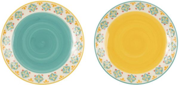 Десертные тарелки 2 шт в наборе SURO голубой, желтый D20.5 керамика