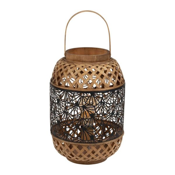 LANTERN LAMP FLAUR-GOLD BLACK D24H36 IRON+BAMBOO