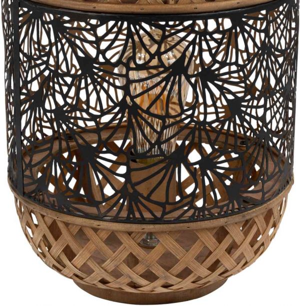 LANTERN LAMP FLAUR-GOLD BLACK D24H36 IRON+BAMBOO