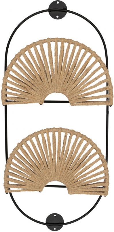 WALL MAGAZINE RACK 2L KORDA N+BLCK 27X60 IRON+JUTE