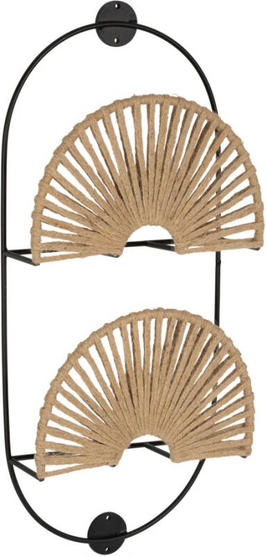 WALL MAGAZINE RACK 2L KORDA N+BLCK 27X60 IRON+JUTE