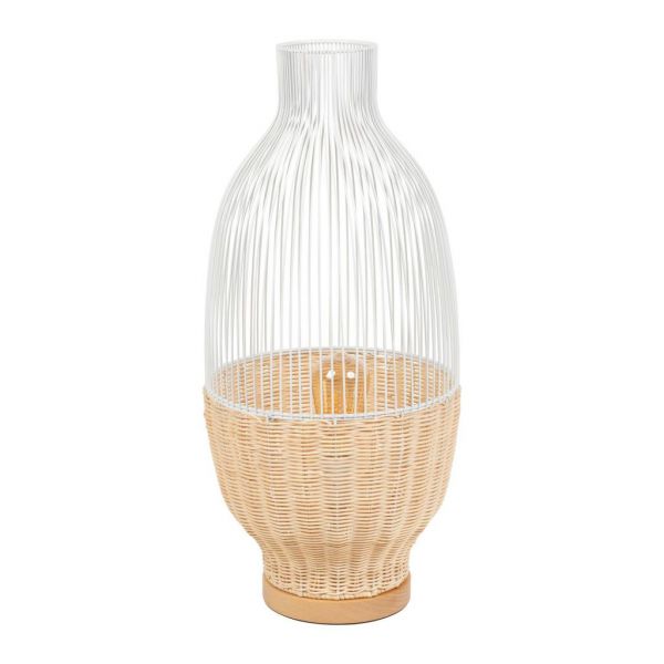 BOTTLE LAMP FILEN NT+WHITE D27H60 IRON+RATTAN+WOOD