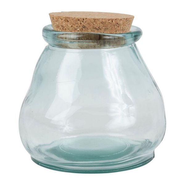 JAR W/LID COMETE D12XH12CM RECYCLED GLASS+CORK