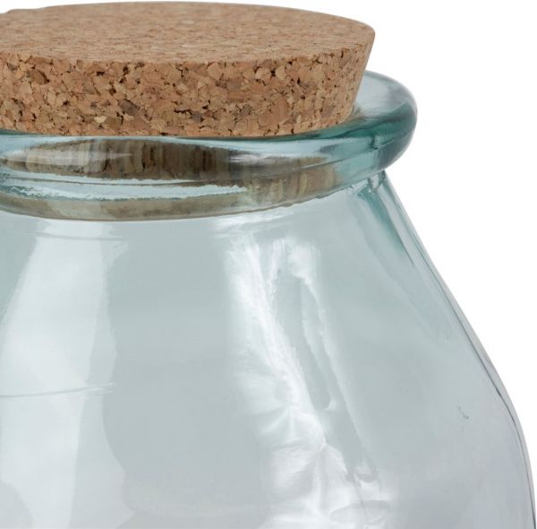 JAR W/LID COMETE D12XH12CM RECYCLED GLASS+CORK