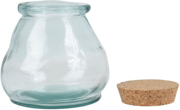 JAR W/LID COMETE D12XH12CM RECYCLED GLASS+CORK