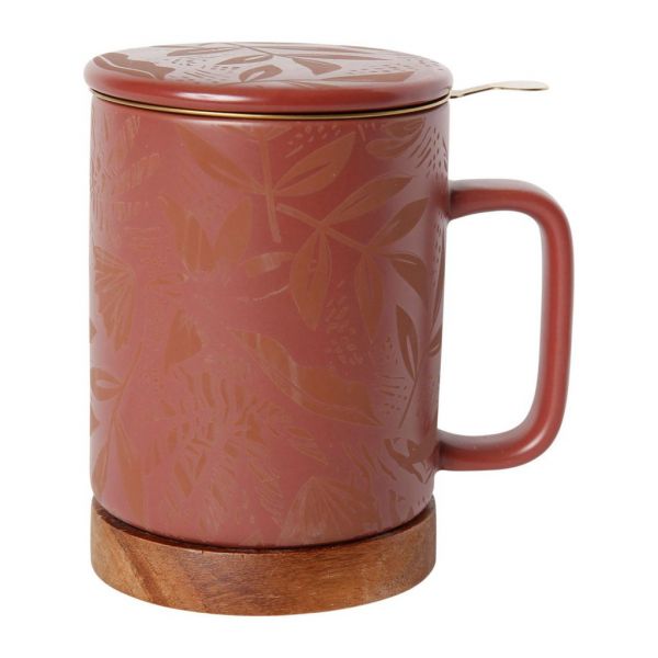 MUG W/F SOLOR TERRACOTTA 35CL STONEWARE+ACACIA